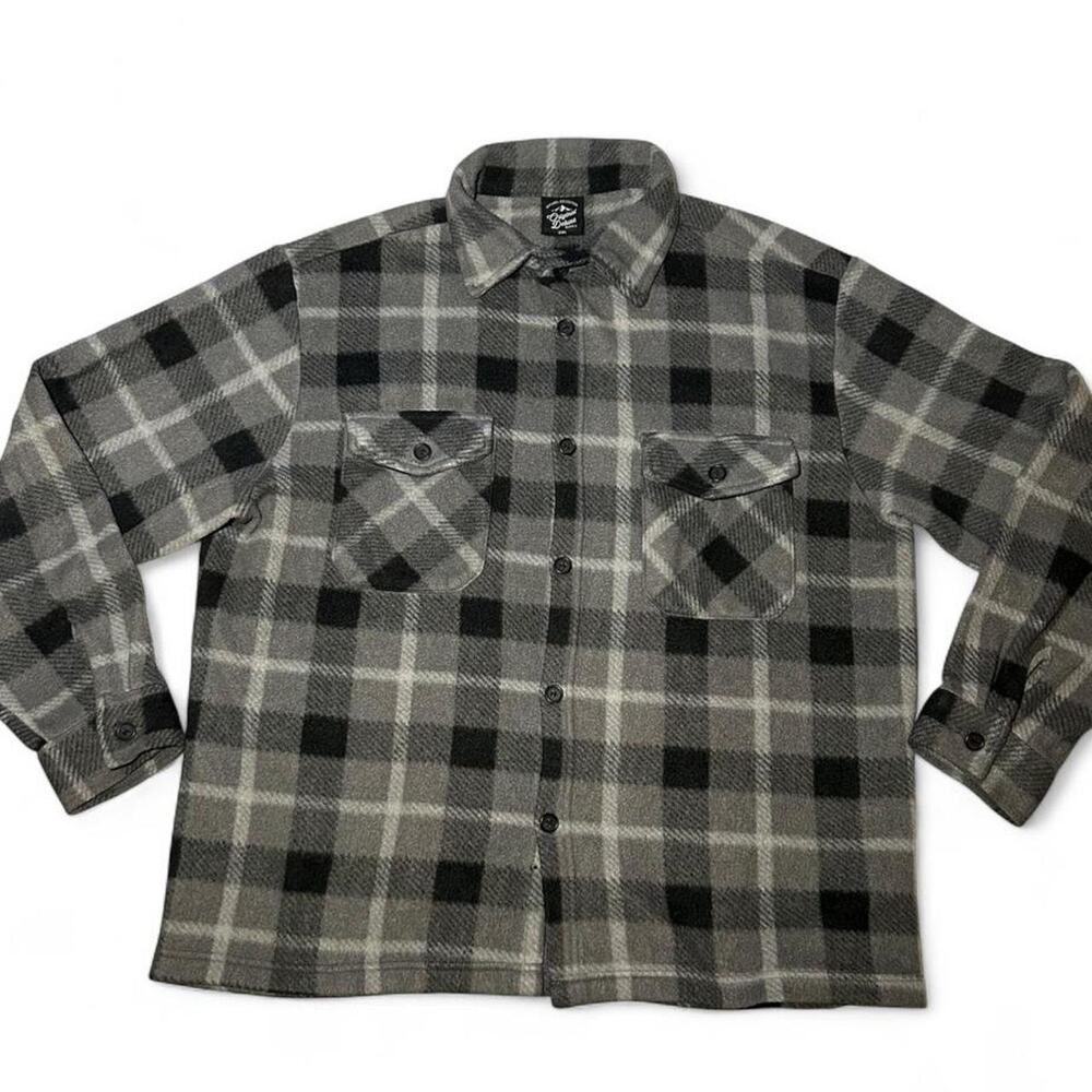 Oversized plaid flannel shirt black and grey